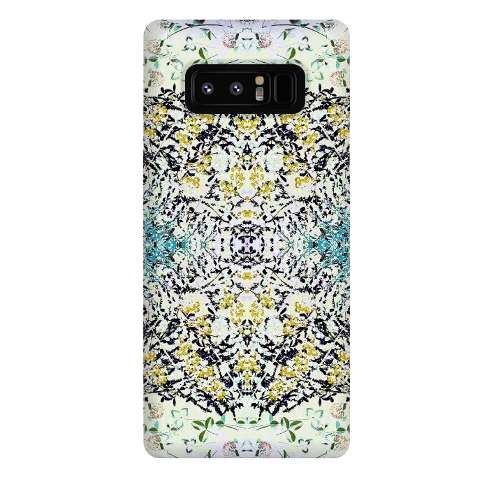 Galaxy Note 8 StrongFit Yellow blue ditsy flowers and leaves pattern by Oana 