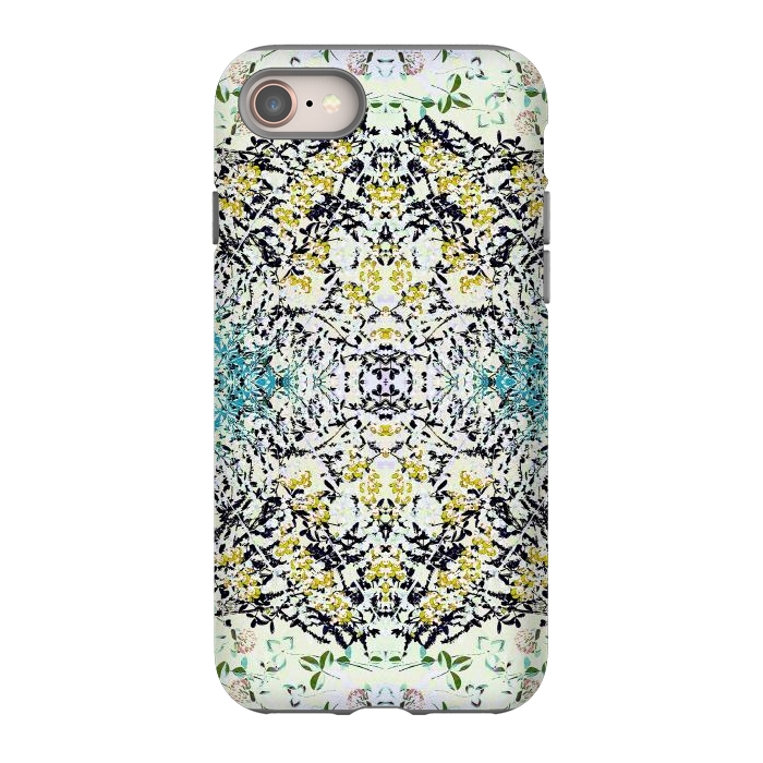 iPhone 8 StrongFit Yellow blue ditsy flowers and leaves pattern by Oana 