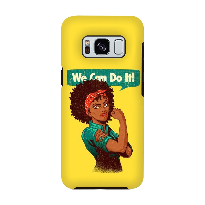 Galaxy S8 StrongFit We Can Do It! Black Girl Black Queen Shirt V2 by Vó Maria