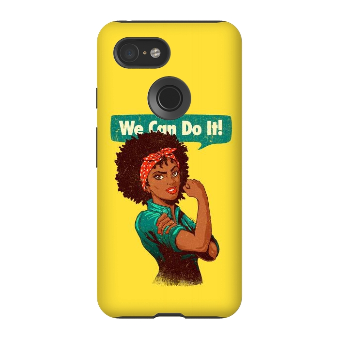 Pixel 3 StrongFit We Can Do It! Black Girl Black Queen Shirt V2 by Vó Maria