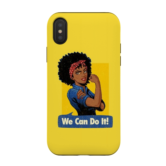 iPhone Xs / X StrongFit We Can Do It! Black Girl Black Queen Shirt by Vó Maria