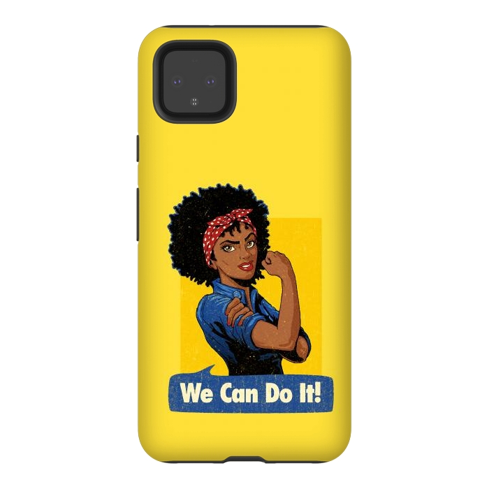 Pixel 4XL StrongFit We Can Do It! Black Girl Black Queen Shirt by Vó Maria