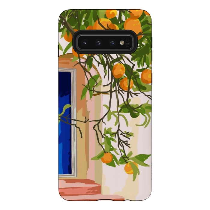 Galaxy S10 StrongFit Wherever you go, go with all your heart | Summer Travel Morocco Boho Oranges | Architecture Building by Uma Prabhakar Gokhale