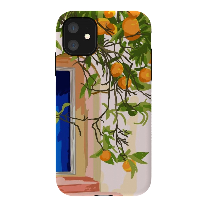 iPhone 11 StrongFit Wherever you go, go with all your heart | Summer Travel Morocco Boho Oranges | Architecture Building by Uma Prabhakar Gokhale