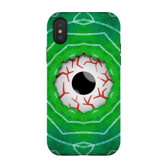 iPhone Xs / X StrongFit Creepy Eye Staring Through A Green Hole by Boriana Giormova