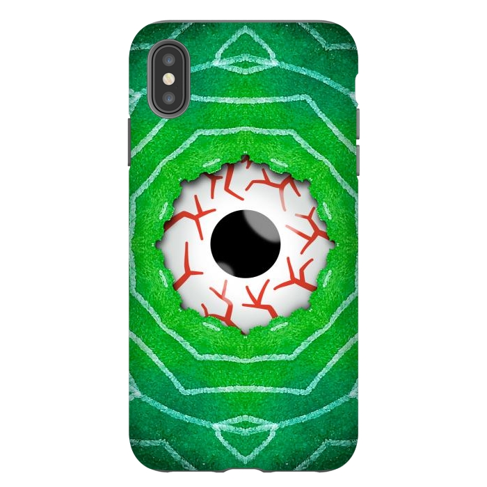 iPhone Xs Max StrongFit Creepy Eye Staring Through A Green Hole by Boriana Giormova