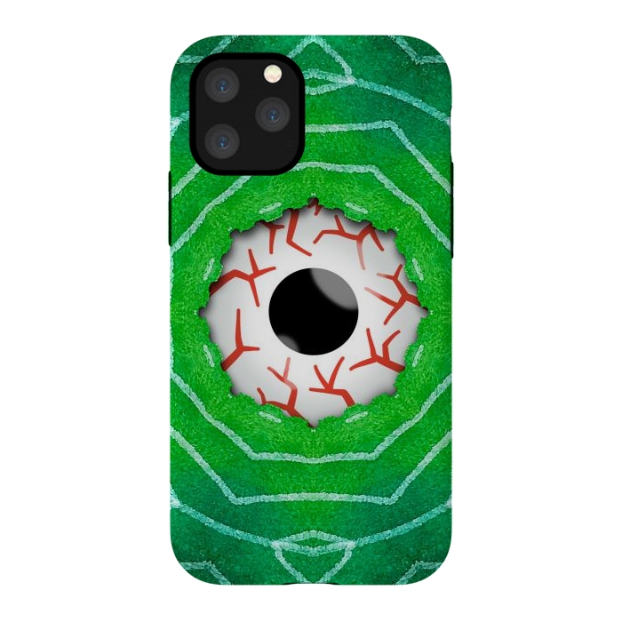 iPhone 11 Pro StrongFit Creepy Eye Staring Through A Green Hole by Boriana Giormova