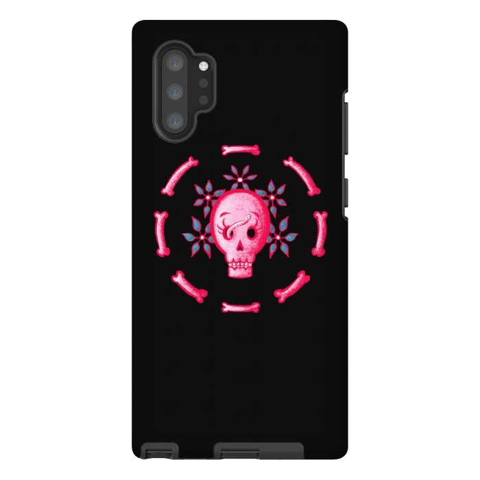 Galaxy Note 10 plus StrongFit Funny Skull In Pink With Flowers And Bones by Boriana Giormova