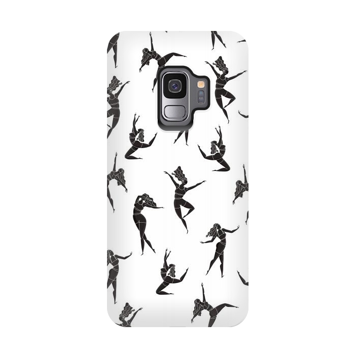 Galaxy S9 StrongFit Dance Girl Pattern Black and White by Jelena Obradovic