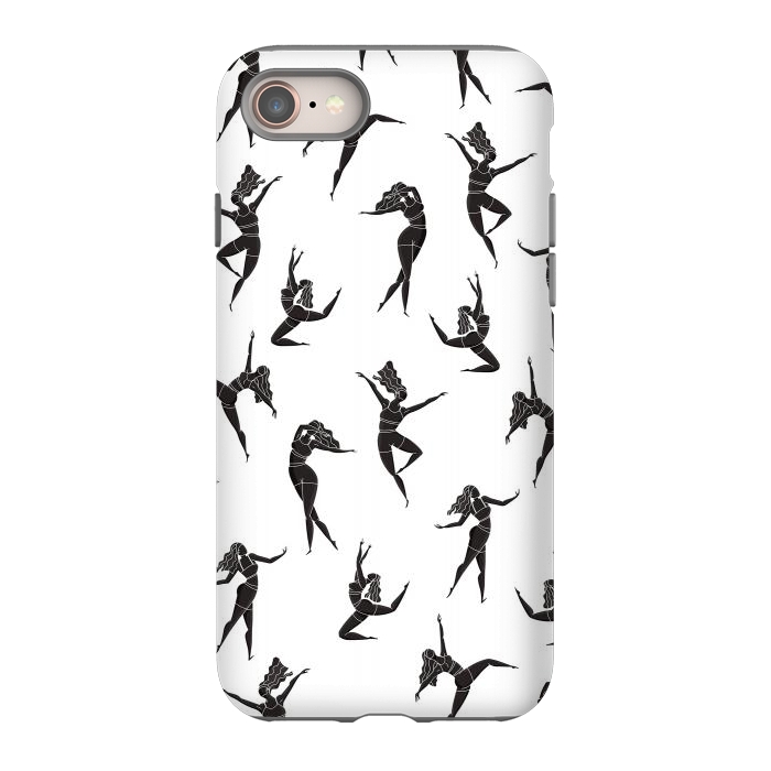 iPhone 8 StrongFit Dance Girl Pattern Black and White by Jelena Obradovic
