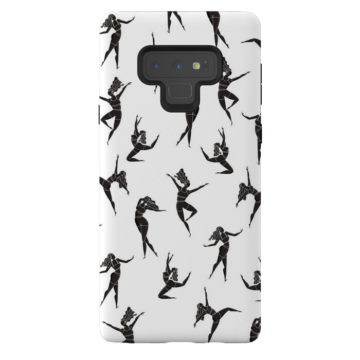 Galaxy Note 9 StrongFit Dance Girl Pattern Black and White by Jelena Obradovic
