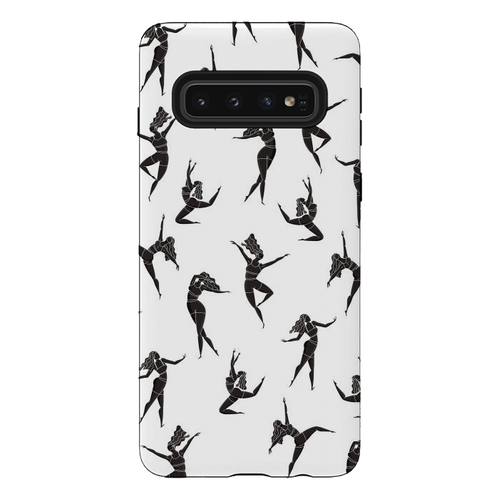 Galaxy S10 StrongFit Dance Girl Pattern Black and White by Jelena Obradovic