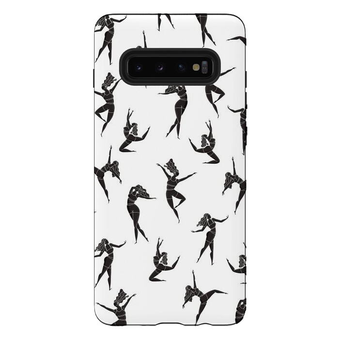 Galaxy S10 plus StrongFit Dance Girl Pattern Black and White by Jelena Obradovic
