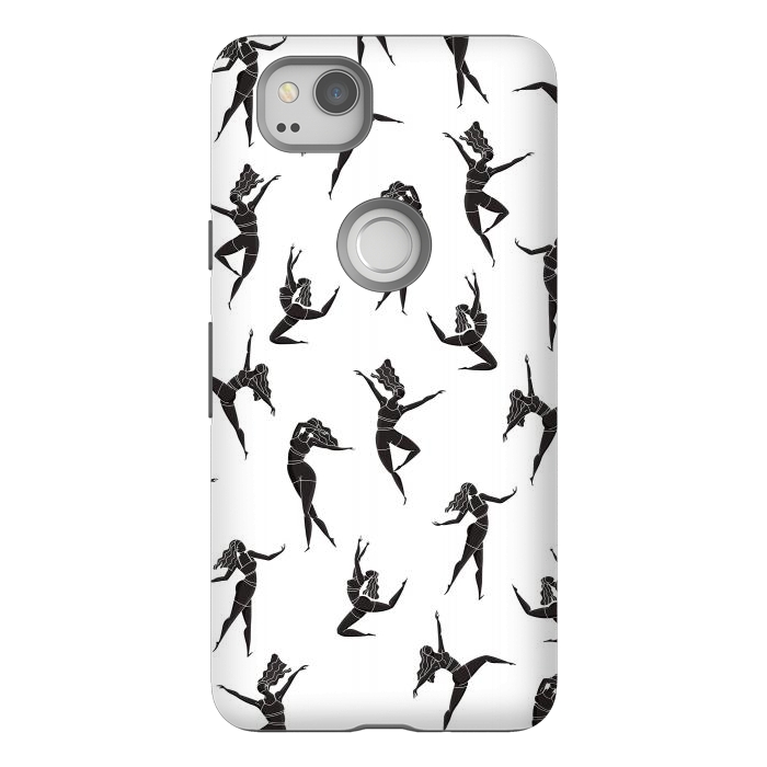 Pixel 2 StrongFit Dance Girl Pattern Black and White by Jelena Obradovic