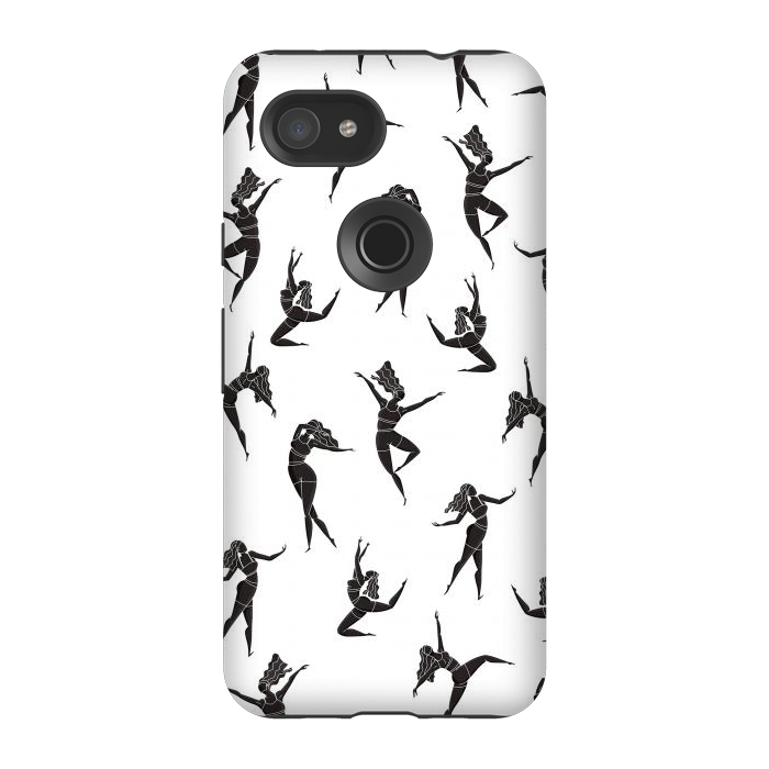 Pixel 3A StrongFit Dance Girl Pattern Black and White by Jelena Obradovic