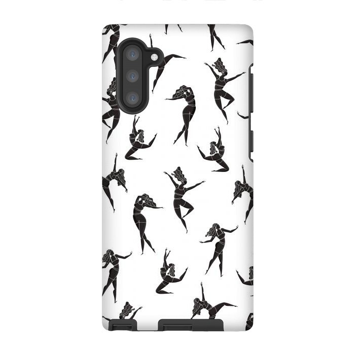 Galaxy Note 10 StrongFit Dance Girl Pattern Black and White by Jelena Obradovic