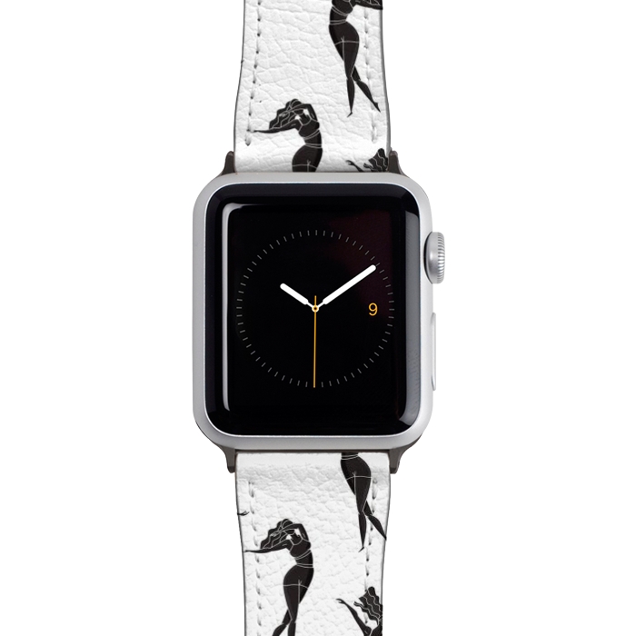 Watch 42mm / 44mm Strap PU leather Dance Girl Pattern Black and White by Jelena Obradovic