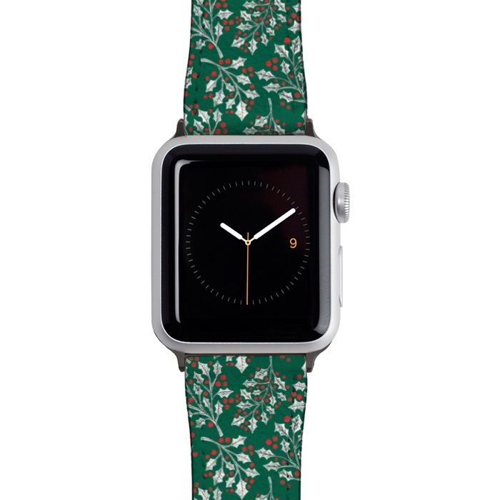 Watch 42mm / 44mm Strap PU leather Boughs of Holly by Noonday Design