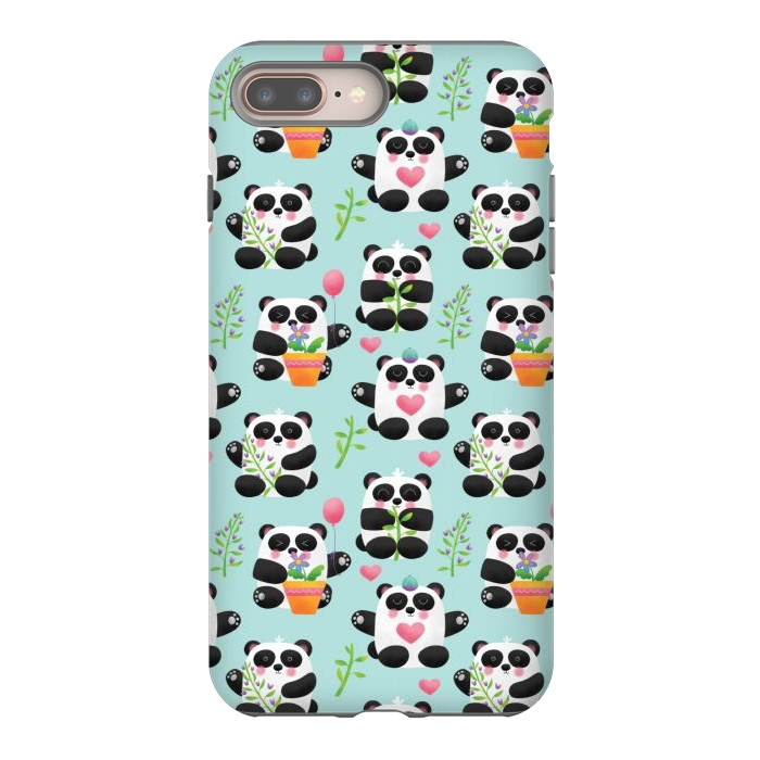 iPhone 7 plus StrongFit Chubby Playful Pandas by Noonday Design