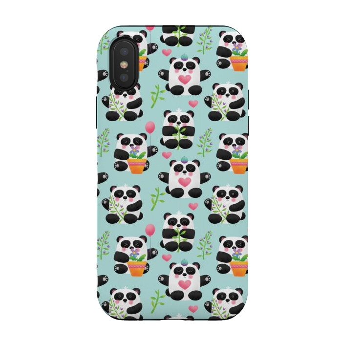 iPhone Xs / X StrongFit Chubby Playful Pandas by Noonday Design