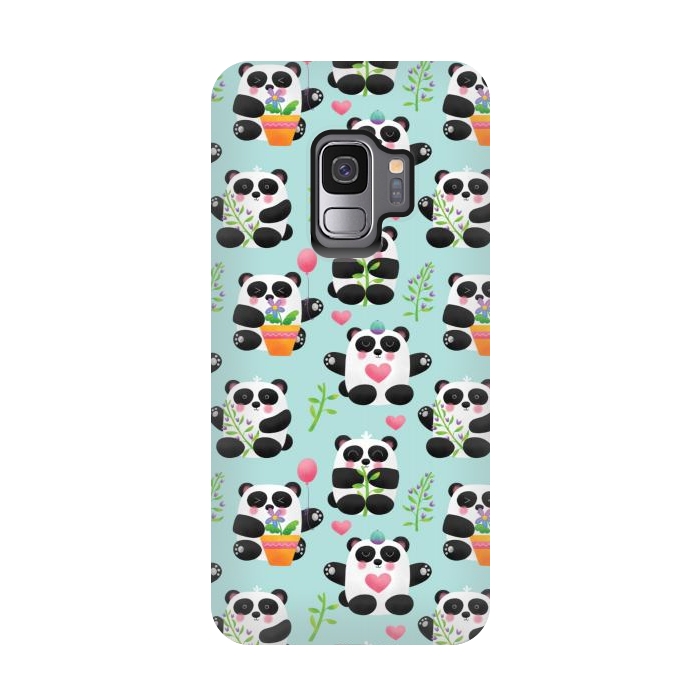 Galaxy S9 StrongFit Chubby Playful Pandas by Noonday Design