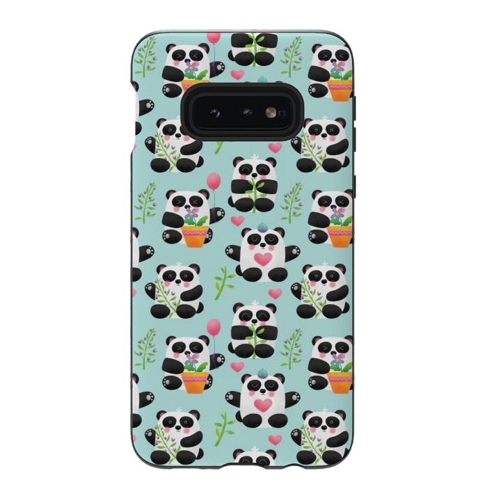 Galaxy S10e StrongFit Chubby Playful Pandas by Noonday Design