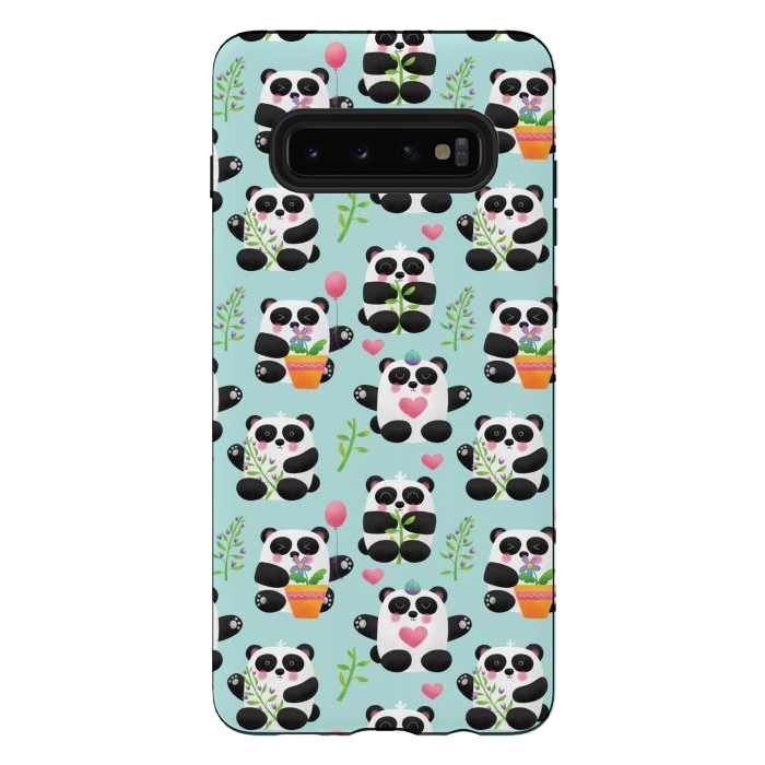 Galaxy S10 plus StrongFit Chubby Playful Pandas by Noonday Design