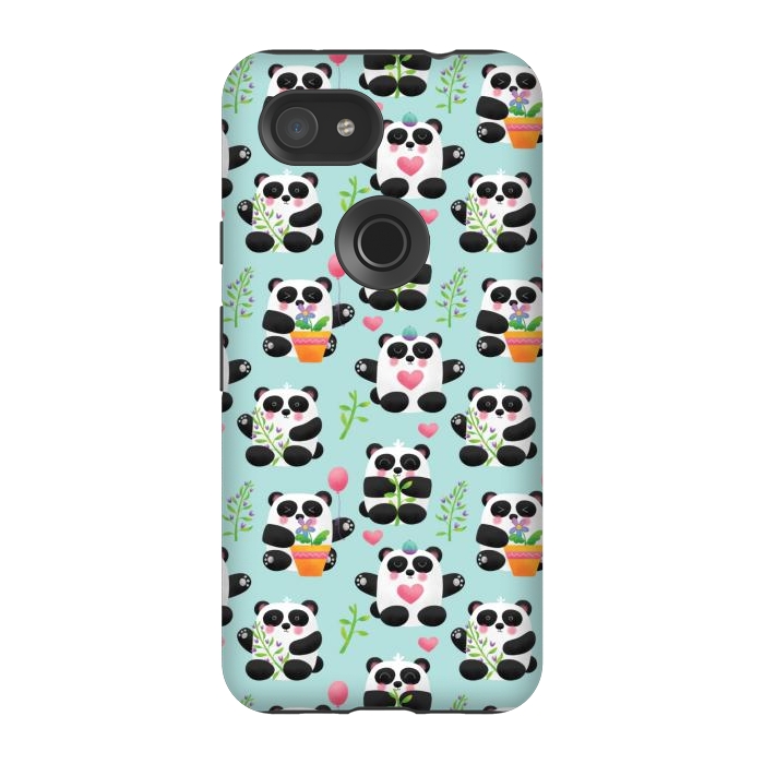 Pixel 3A StrongFit Chubby Playful Pandas by Noonday Design