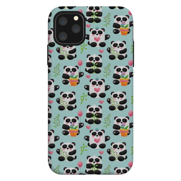 iPhone 11 Pro Max StrongFit Chubby Playful Pandas by Noonday Design