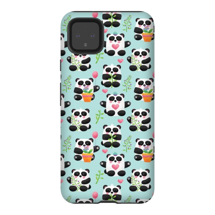 Pixel 4XL StrongFit Chubby Playful Pandas by Noonday Design