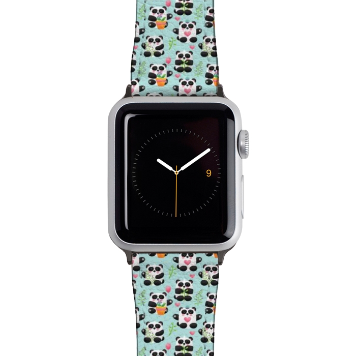 Watch 42mm / 44mm Strap PU leather Chubby Playful Pandas by Noonday Design