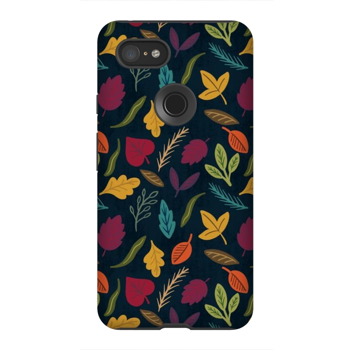 Pixel 3XL StrongFit Bold and Colorful Fall Leaves by Noonday Design