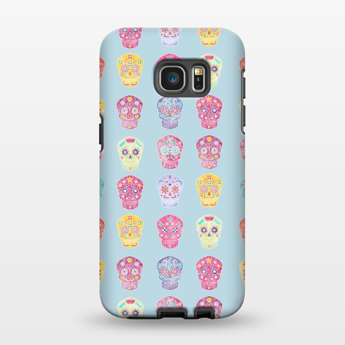 Galaxy S7 EDGE StrongFit Watercolor Mexican Day of the Dead Sugar Skulls by Nic Squirrell