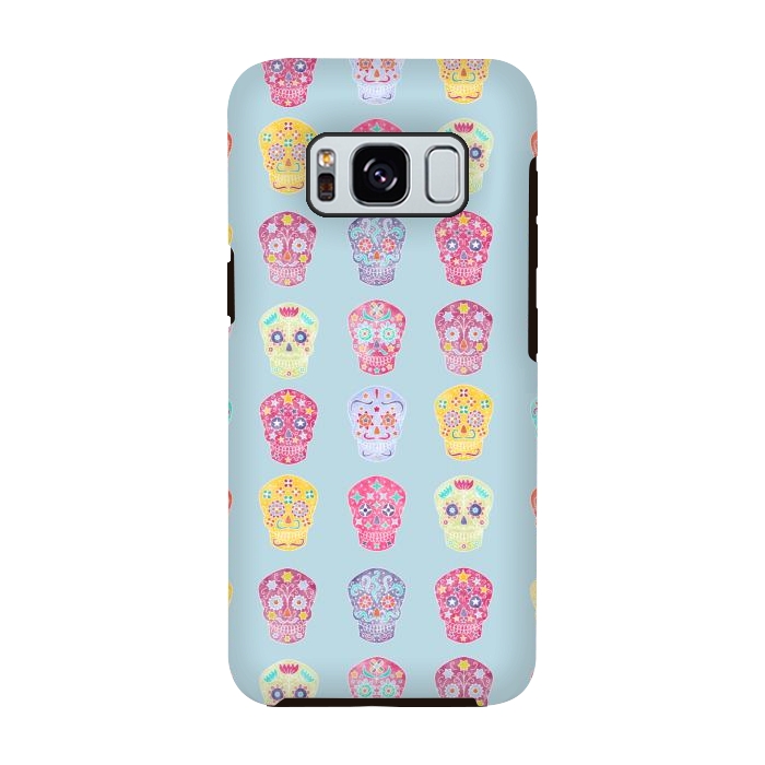 Galaxy S8 StrongFit Watercolor Mexican Day of the Dead Sugar Skulls by Nic Squirrell
