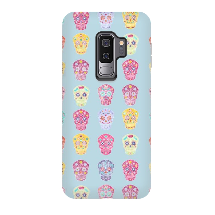 Galaxy S9 plus StrongFit Watercolor Mexican Day of the Dead Sugar Skulls by Nic Squirrell