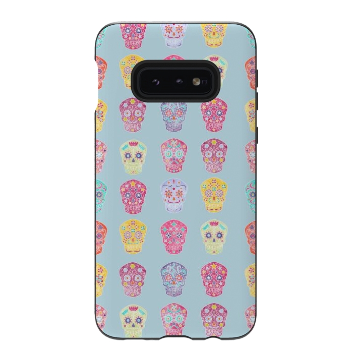Galaxy S10e StrongFit Watercolor Mexican Day of the Dead Sugar Skulls by Nic Squirrell