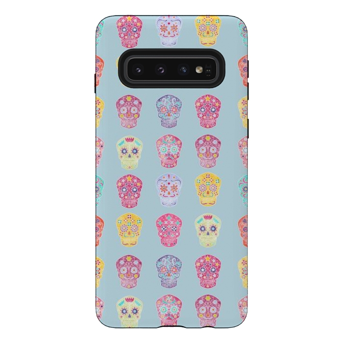 Galaxy S10 StrongFit Watercolor Mexican Day of the Dead Sugar Skulls by Nic Squirrell