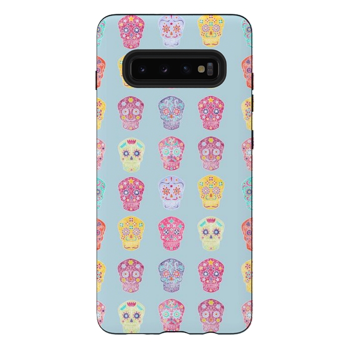 Galaxy S10 plus StrongFit Watercolor Mexican Day of the Dead Sugar Skulls by Nic Squirrell