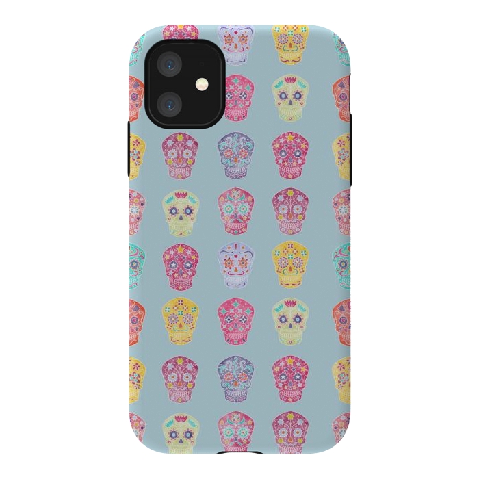 iPhone 11 StrongFit Watercolor Mexican Day of the Dead Sugar Skulls by Nic Squirrell
