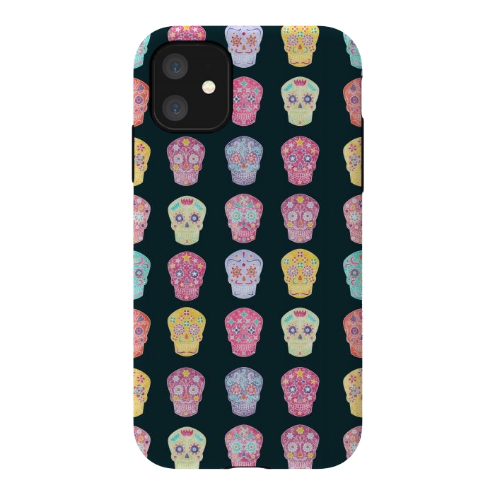 iPhone 11 StrongFit Day of the Dead Mexican Sugar Skulls by Nic Squirrell