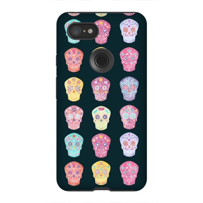 Pixel 3XL StrongFit Day of the Dead Mexican Sugar Skulls by Nic Squirrell