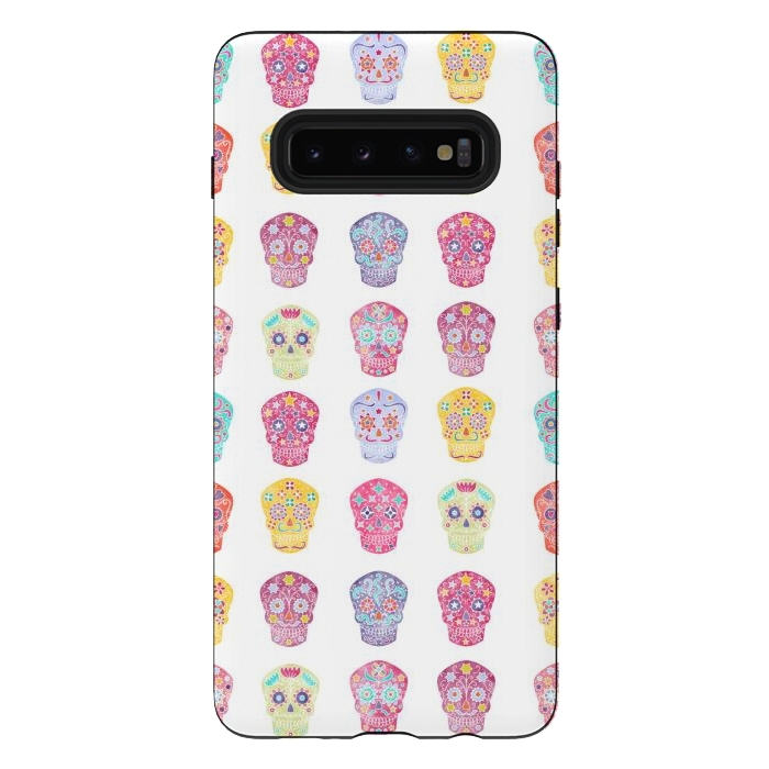 Galaxy S10 plus StrongFit Watercolor Day of the Dead Mexican Sugar Skulls by Nic Squirrell