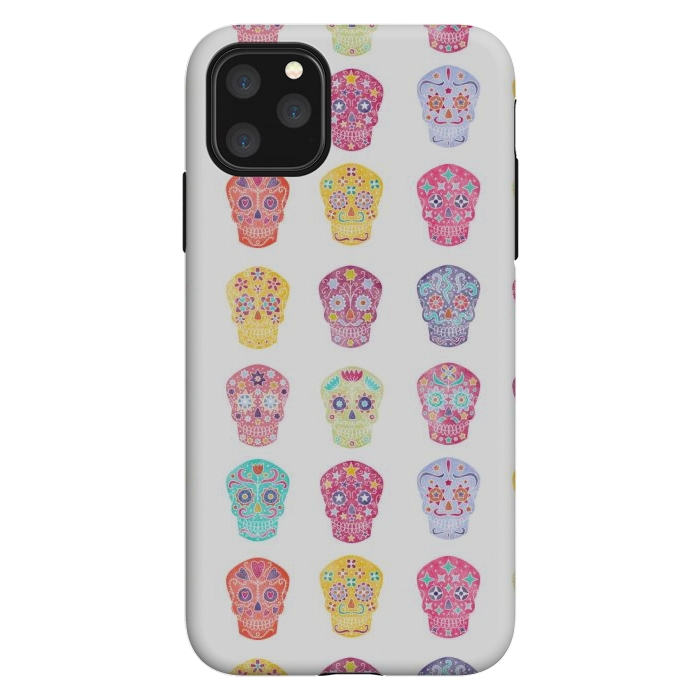 iPhone 11 Pro Max StrongFit Watercolor Day of the Dead Mexican Sugar Skulls by Nic Squirrell