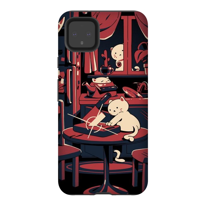 Pixel 4XL StrongFit Haunted by cats by Ilustrata