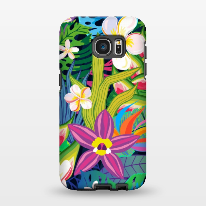 Galaxy S7 EDGE StrongFit tropical floral pattern 4  by MALLIKA