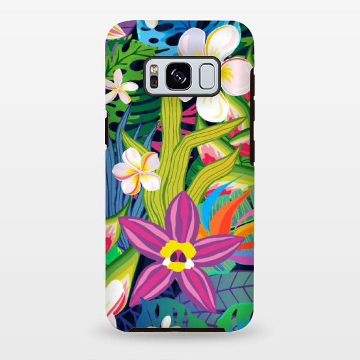 Galaxy S8 plus StrongFit tropical floral pattern 4  by MALLIKA
