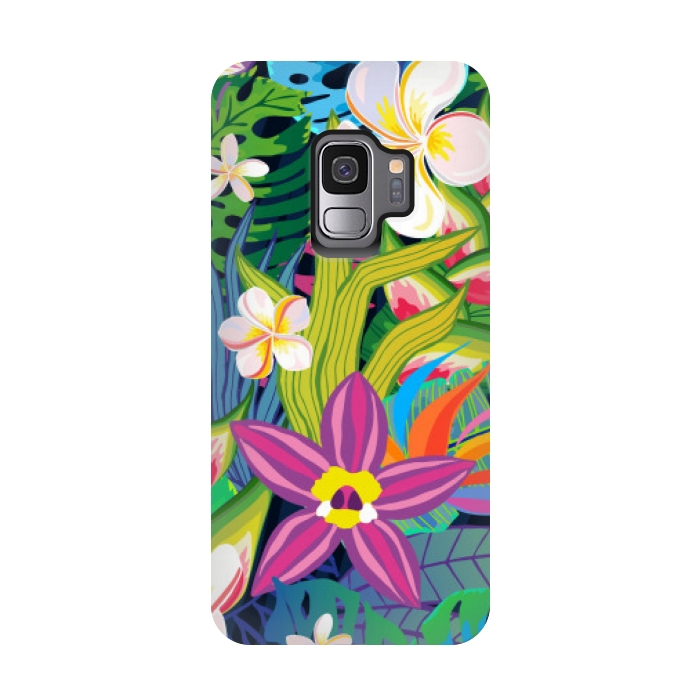 Galaxy S9 StrongFit tropical floral pattern 4  by MALLIKA