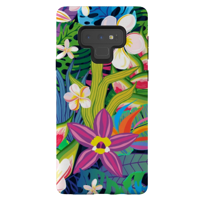 Galaxy Note 9 StrongFit tropical floral pattern 4  by MALLIKA