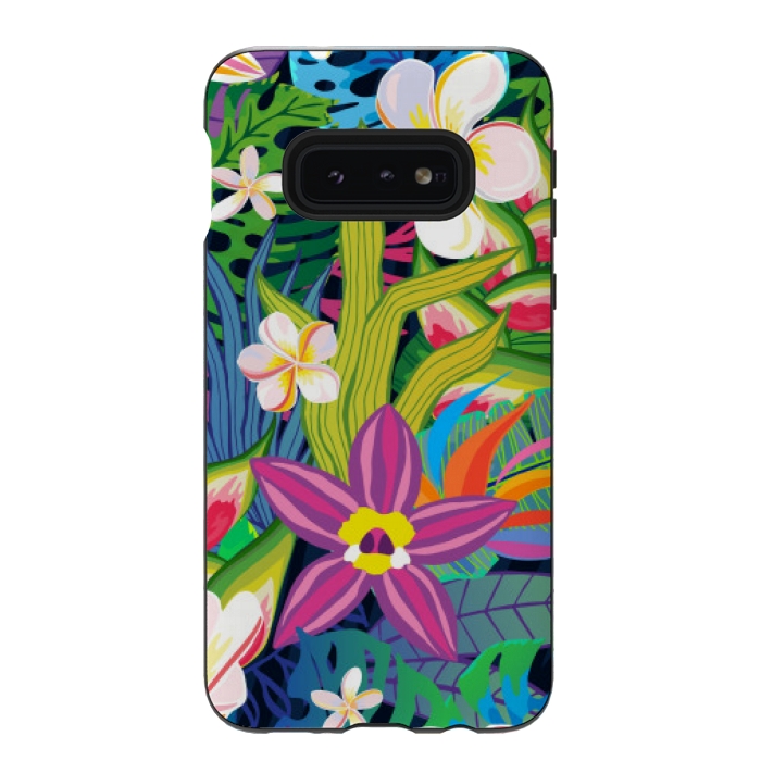 Galaxy S10e StrongFit tropical floral pattern 4  by MALLIKA