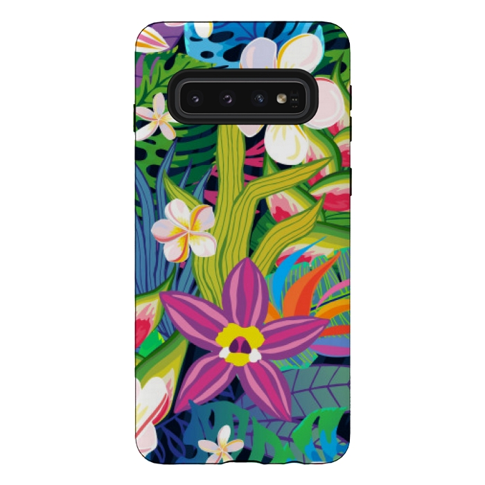 Galaxy S10 StrongFit tropical floral pattern 4  by MALLIKA